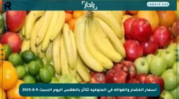 أسعار الخضار والفواكه في المنوفية تتأثر بالطقس اليوم السبت 9-8-2025